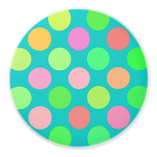 Cute roze Mint Green Turquoise Polka Dots Pattern Keramische Knop (Voorkant)