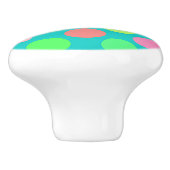 Cute roze Mint Green Turquoise Polka Dots Pattern Keramische Knop (Zijkant)