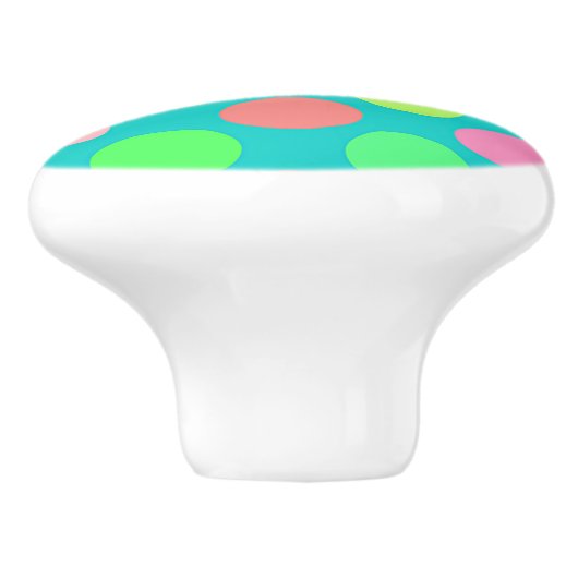 Cute roze Mint Green Turquoise Polka Dots Pattern Keramische Knop (Zijkant)