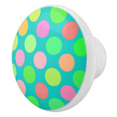 Cute roze Mint Green Turquoise Polka Dots Pattern Keramische Knop (Rechts)