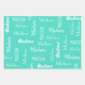 Cute roze mint paarse kleurrijke Stippen Naam Birt Inpakpapier Vel (Voorkant 3)