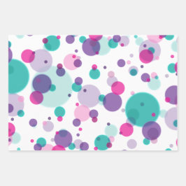 Cute roze mint paarse kleurrijke Stippen Naam Birt Inpakpapier Vel