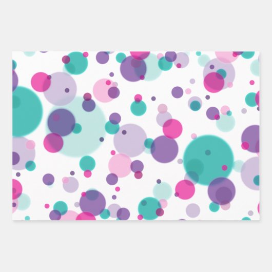 Cute roze mint paarse kleurrijke Stippen Naam Birt Inpakpapier Vel (Voorkant)