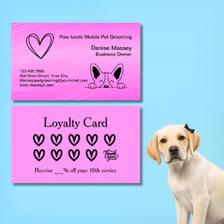 Cute Roze Mobiele Huisdierverzorging 10-bezoek loy Visitekaartje
