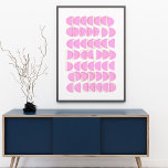 Cute roze moderne geometrische vormen Kunstontwerp Poster<br><div class="desc">Een leuk en helder geometrisch poster van halve cirkels in roze.</div>