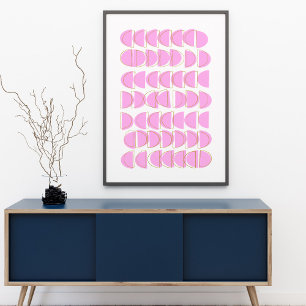 Cute roze moderne geometrische vormen Kunstontwerp Poster