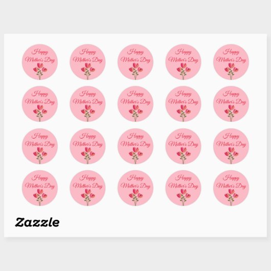 Cute roze Moederdag Ronde Sticker (Vel)