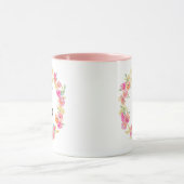 Cute roze monogram (E) Bloem met Mok (Midden)