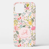 Cute roze monogram, gepersonaliseerde girale naam Case-Mate iPhone case (Achterkant)