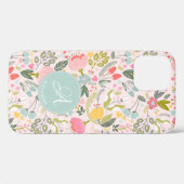 Cute roze monogram, gepersonaliseerde girale naam Case-Mate iPhone case (Achterkant (horizontaal))