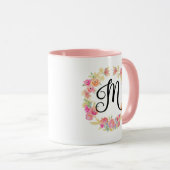 Cute roze monogram (M) Bloem WreatMok Mok (Voorkant rechts)