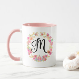 Cute roze monogram (M) Bloem WreatMok Mok