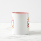 Cute roze monogram (W) Bloem WreatMok Mok (Midden)