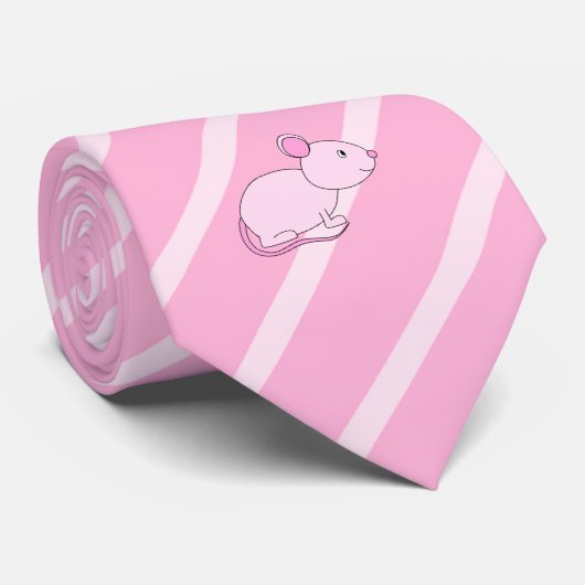 Cute roze muis stropdas (Opgerold)