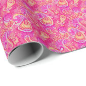 Cute roze naadloze paisley cadeaupapier (Rol Hoek)