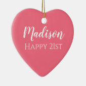 Cute Roze Naam 21e Verjaardag Ornament (Rechts)