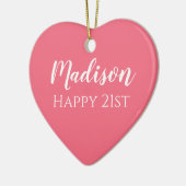 Cute Roze Naam 21e Verjaardag Ornament (Links)