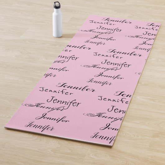 Cute roze NAME patroon yoga mat (In situ)