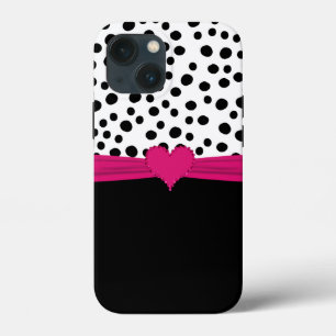 Cute Roze Nep Rijnsteen Hart En Stippen Case-Mate iPhone Case