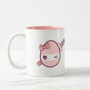 Cute roze ninja eieren met een Katana Tweekleurige Koffiemok