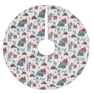 Cute Roze Nordic schaatsdorp Kerstpatroon Kerstboom Rok