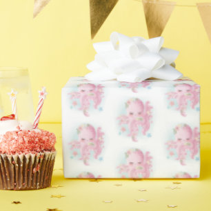 Cute Roze Octopus Baby Shower Cadeaupapier