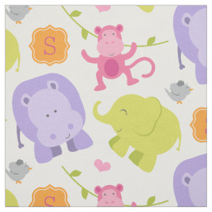Cute roze Oerwouden Baby Girl Aangepast monogram Stof