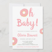 Cute roze oh baby donut script baby shower kaart (Voorkant)