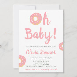 Cute roze oh baby donut script baby shower kaart