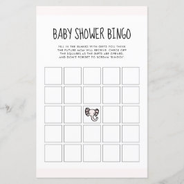 Cute roze olifant Baby shower Bingo
