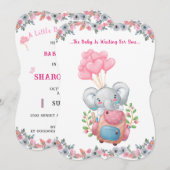 Cute Roze Olifant Baby Shower Uitnodiging (Voorkant / Achterkant)