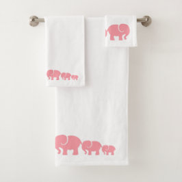 Cute Roze Olifant Bad Handdoek Set