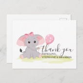 Cute Roze Olifant Ballon Bedank Kaart (Voorkant / Achterkant)