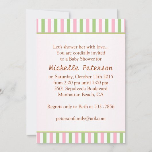 Cute roze olifant girl Baby shower Uitnodiging (Achterkant)