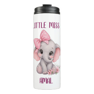 Cute Roze Olifant Little Miss Custom Thermosbeker