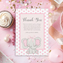 Cute Roze Olifant Stippen Meisje Baby Shower