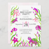 Cute roze onder de Zee Girl Birthdays party (Voorkant / Achterkant)