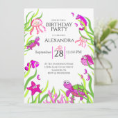 Cute roze onder de Zee Girl Birthdays party (Staand voorkant)