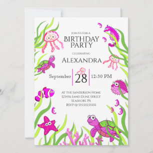 Cute roze onder de Zee Girl Birthdays party