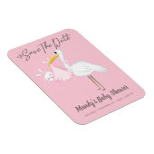 Cute Roze Ooievaar Save the Date Flexibele Magneet (Rechterzijde)