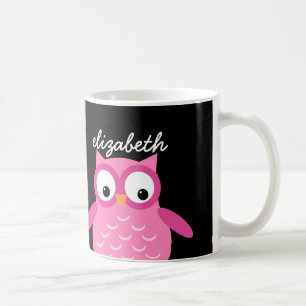 Cute roze Owl Custom Name for her Z01 Koffiemok