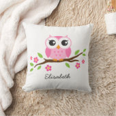 Cute roze owl op gepersonaliseerde naam van de blo kussen (Deken)