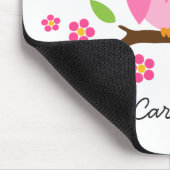 Cute roze owl op gepersonaliseerde naam van de blo muismat (Hoek)