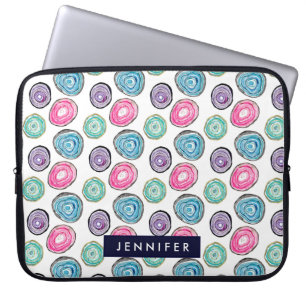 Cute roze paars blauw geode patroon gepersonalisee laptop sleeve