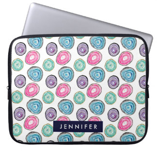 Cute roze paars blauw geode patroon gepersonalisee laptop sleeve