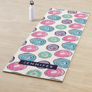 Cute roze paars blauw geode patroon gepersonalisee yogamat