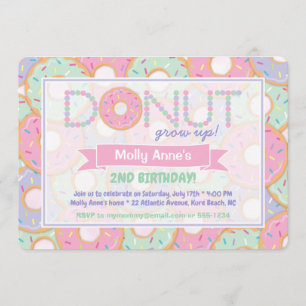 Cute Roze & Paarse Donut Groei Op Verjaardag Kaart