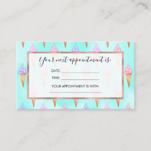 Cute roze Paarse Summer Ice Cream Cones Waterverf Afsprakenkaartje