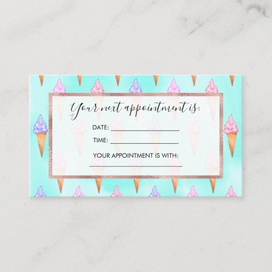 Cute roze Paarse Summer Ice Cream Cones Waterverf Afsprakenkaartje (Voorkant)