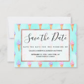 Cute roze Paarse Summer Ice Cream Cones Waterverf Save The Date (Voorkant)